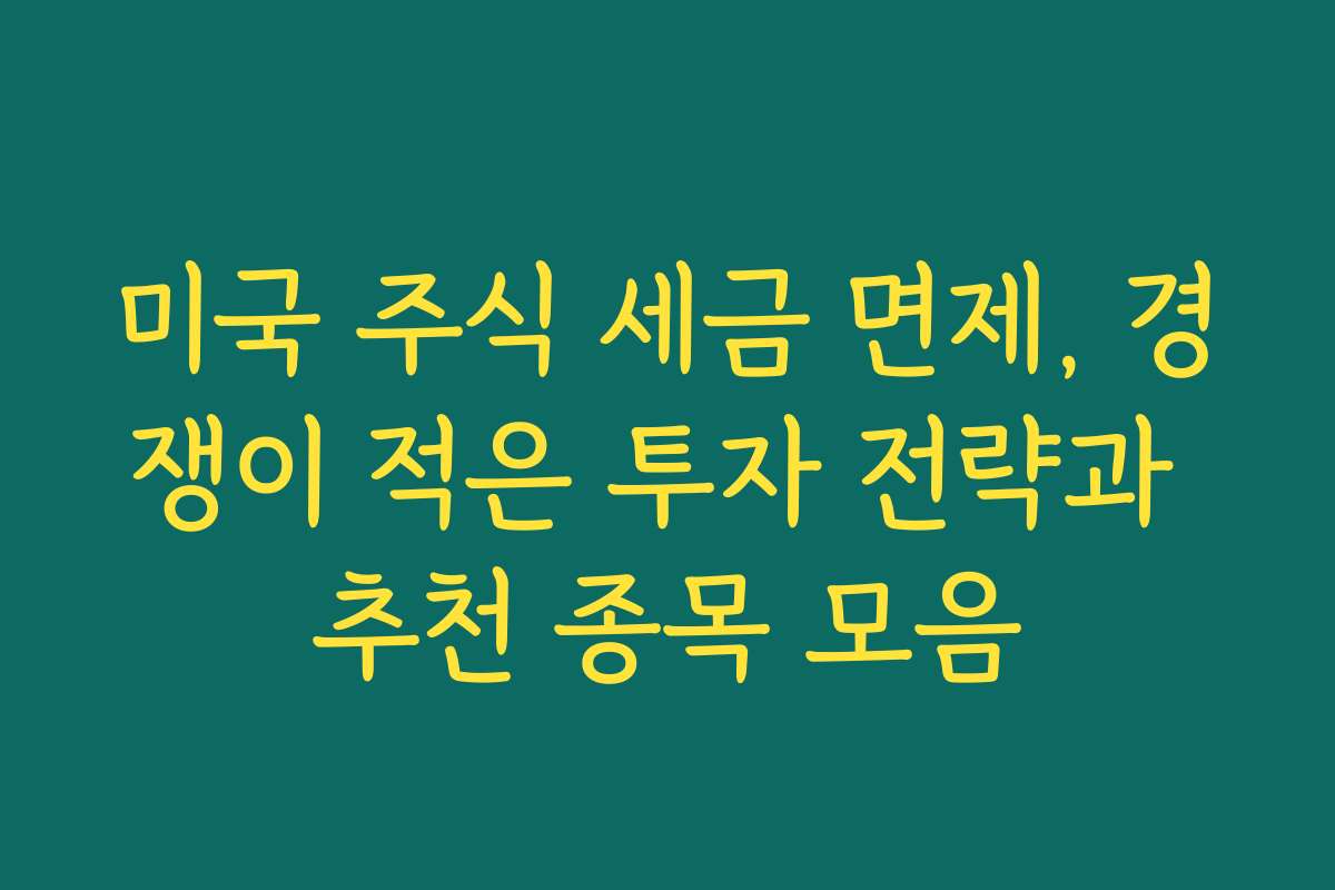 미국 주식 세금 면제, 경쟁이 적은 투자 전략과 추천 종목 모음