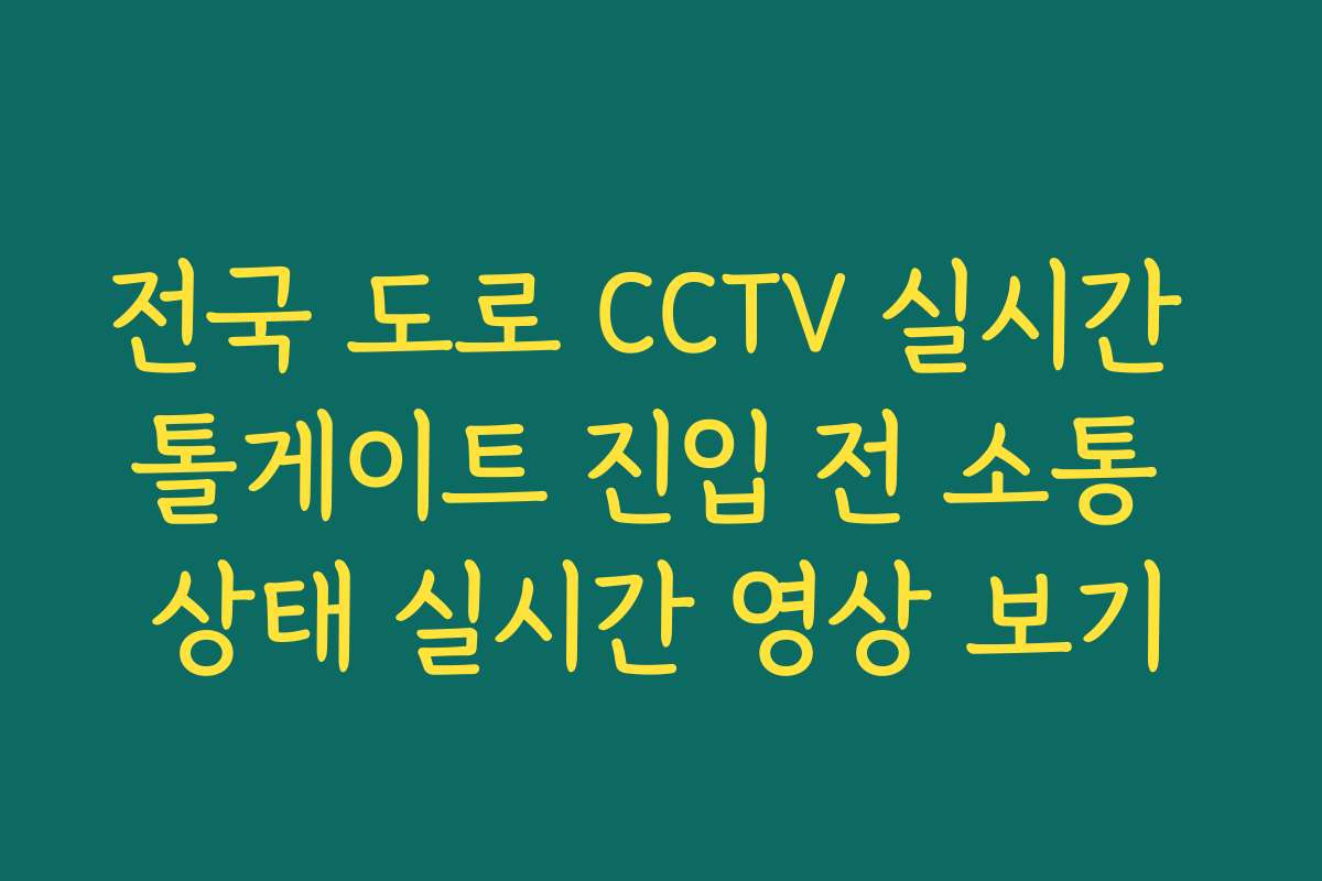 전국 도로 CCTV 실시간 톨게이트 진입 전 소통 상태 실시간 영상 보기