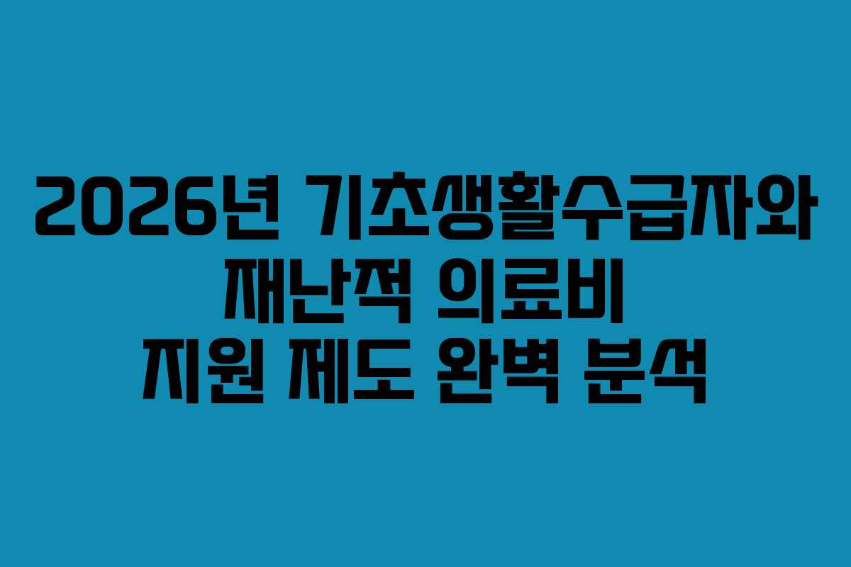 2026년 기초생활수급자와 재난적 의료비 지원 제도 완벽 분석