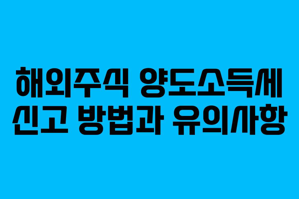 해외주식 양도소득세 신고 방법과 유의사항