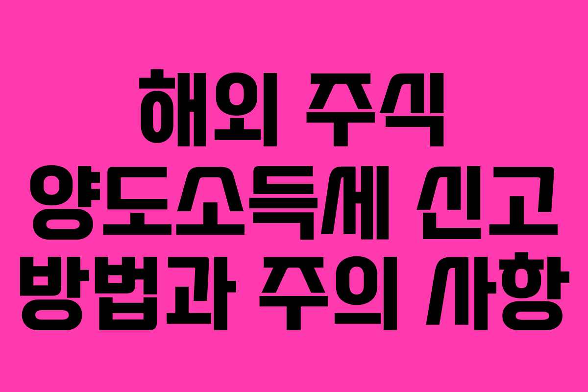 해외 주식 양도소득세 신고 방법과 주의 사항