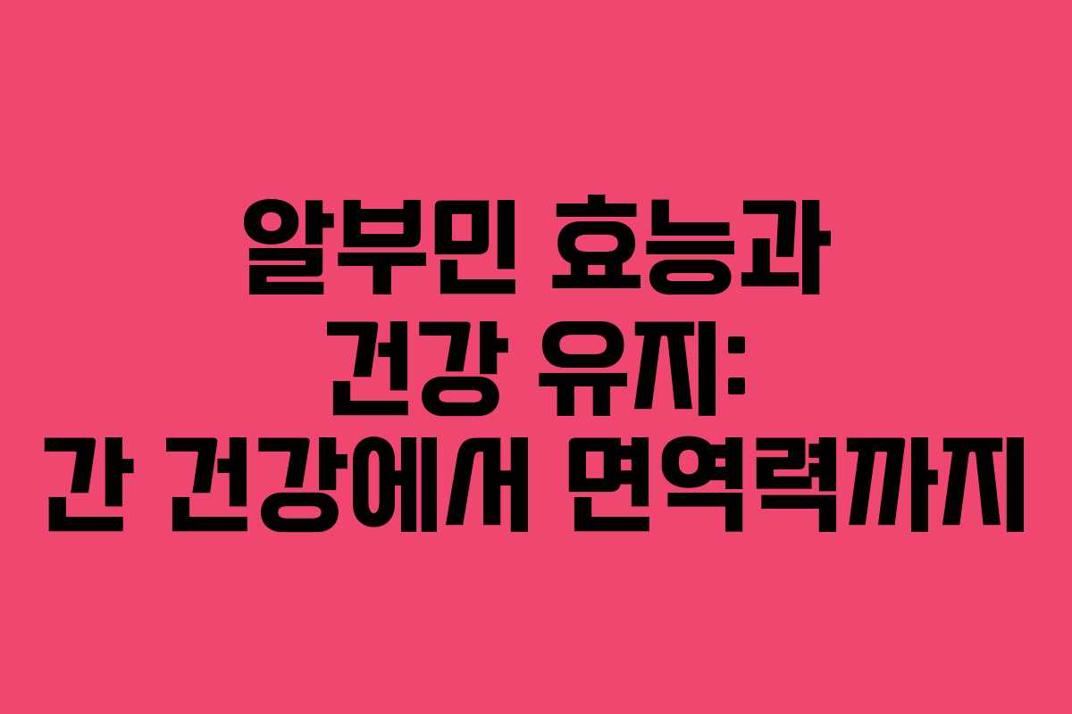 알부민 효능과 건강 유지: 간 건강에서 면역력까지