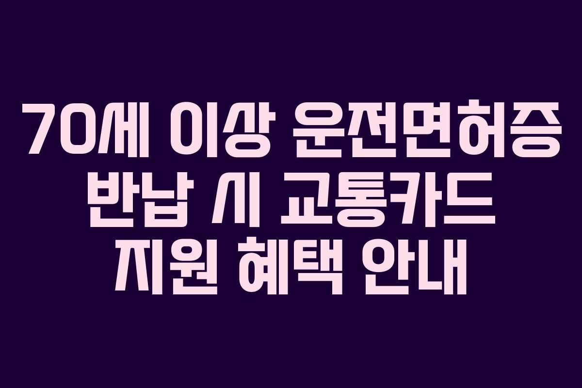 70세 이상 운전면허증 반납 시 교통카드 지원 혜택 안내