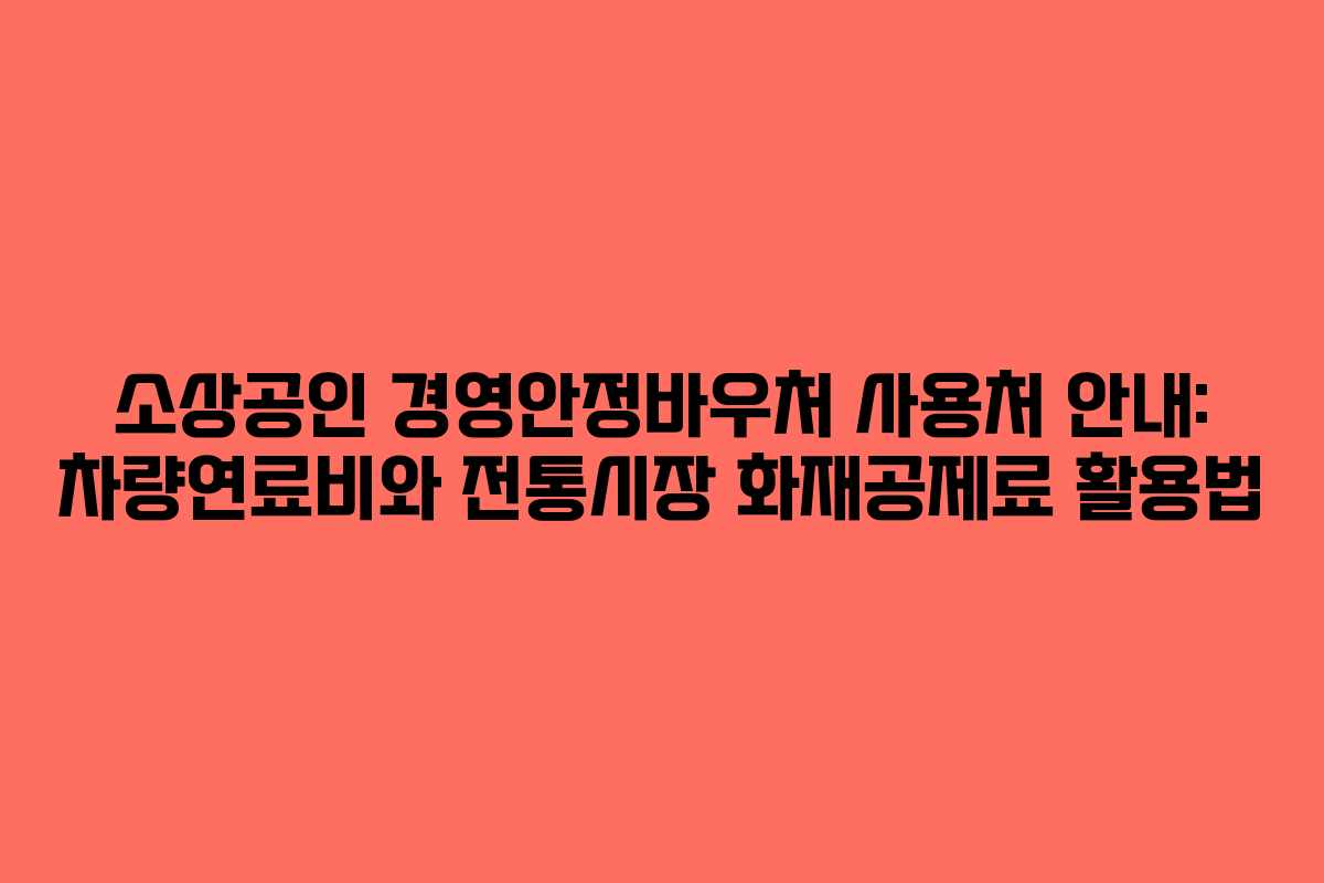 소상공인 경영안정바우처 사용처 안내: 차량연료비와 전통시장 화재공제료 활용법