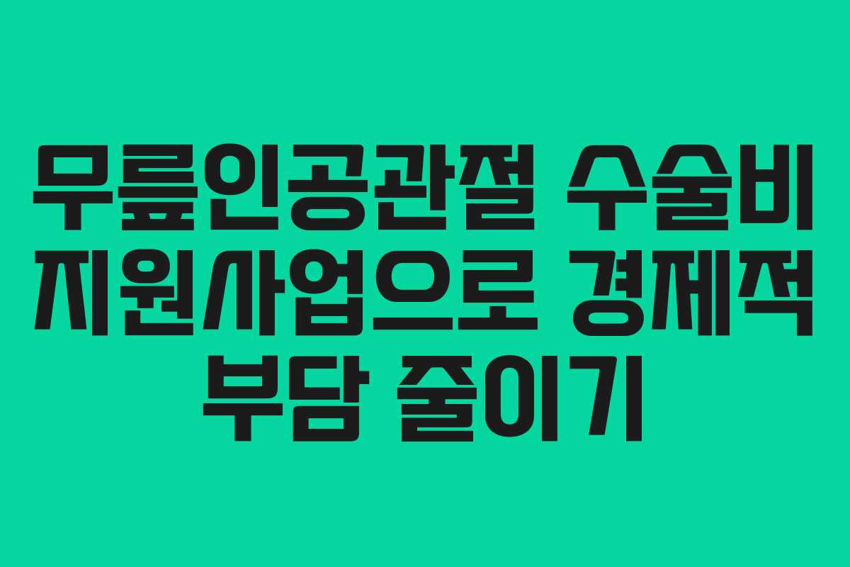 무릎인공관절 수술비 지원사업으로 경제적 부담 줄이기