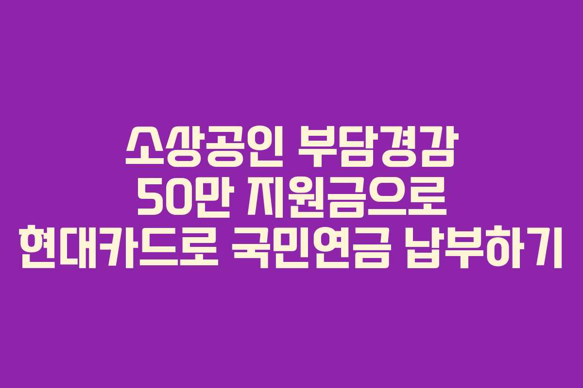 소상공인 부담경감 50만 지원금으로 현대카드로 국민연금 납부하기