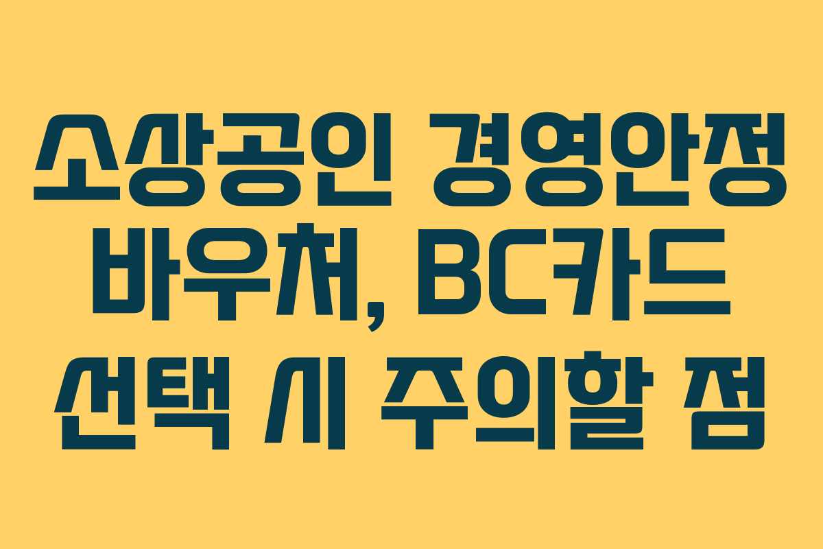 소상공인 경영안정 바우처, BC카드 선택 시 주의할 점