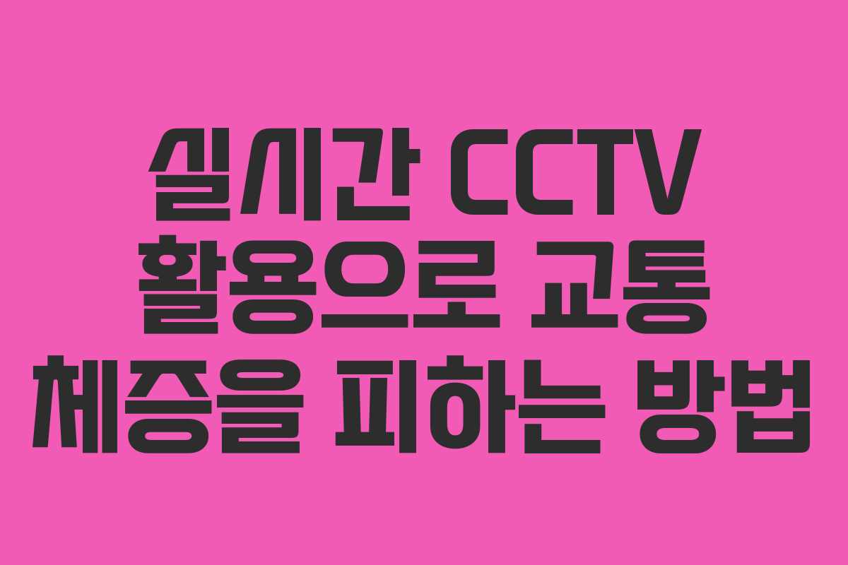 실시간 CCTV 활용으로 교통 체증을 피하는 방법