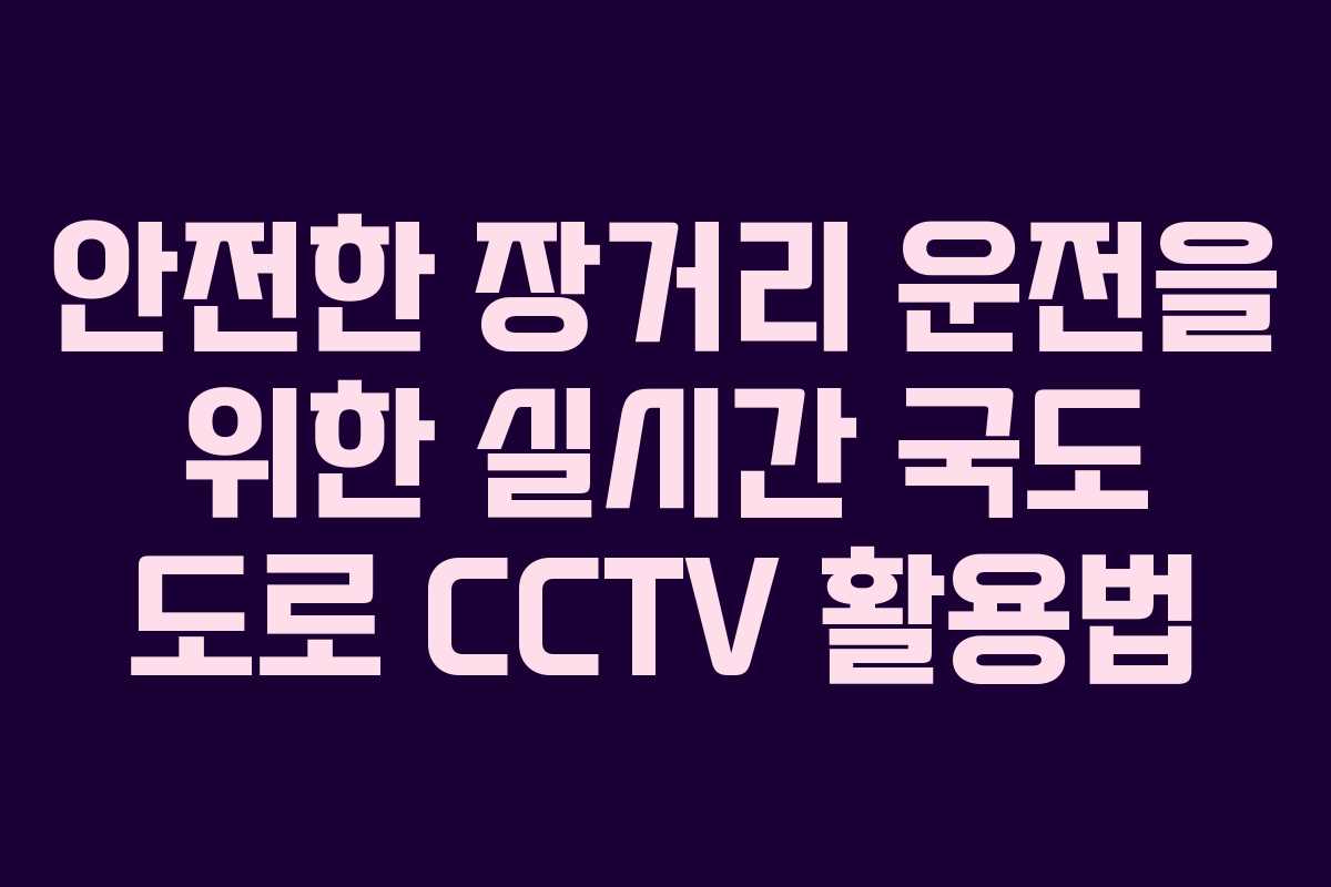 안전한 장거리 운전을 위한 실시간 국도 도로 CCTV 활용법