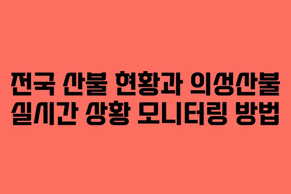 전국 산불 현황과 의성산불 실시간 상황 모니터링 방법