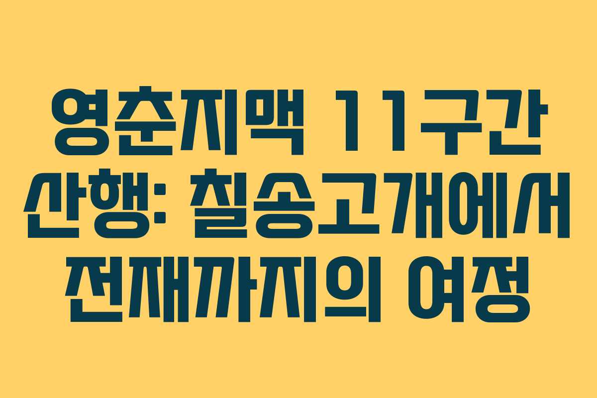 영춘지맥 11구간 산행: 칠송고개에서 전재까지의 여정