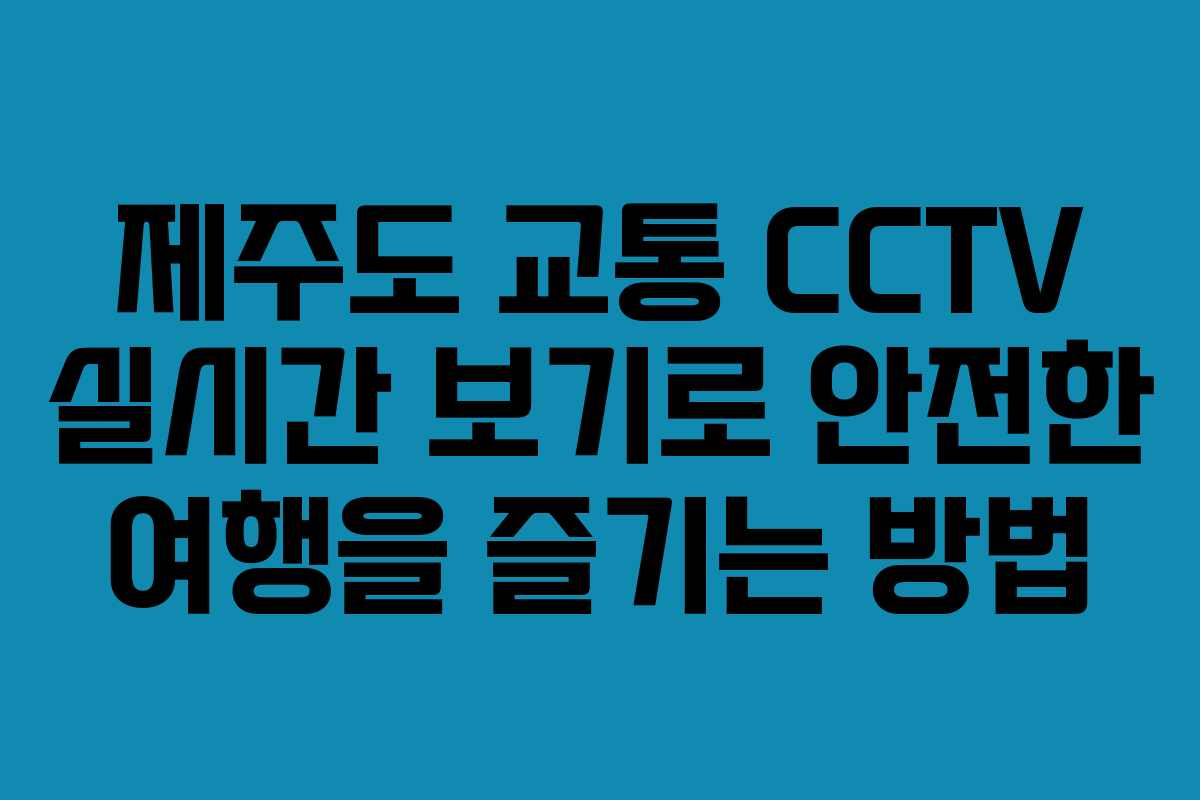 제주도 교통 CCTV 실시간 보기로 안전한 여행을 즐기는 방법