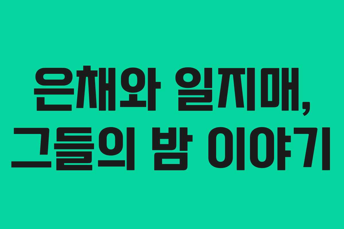 은채와 일지매, 그들의 밤 이야기
