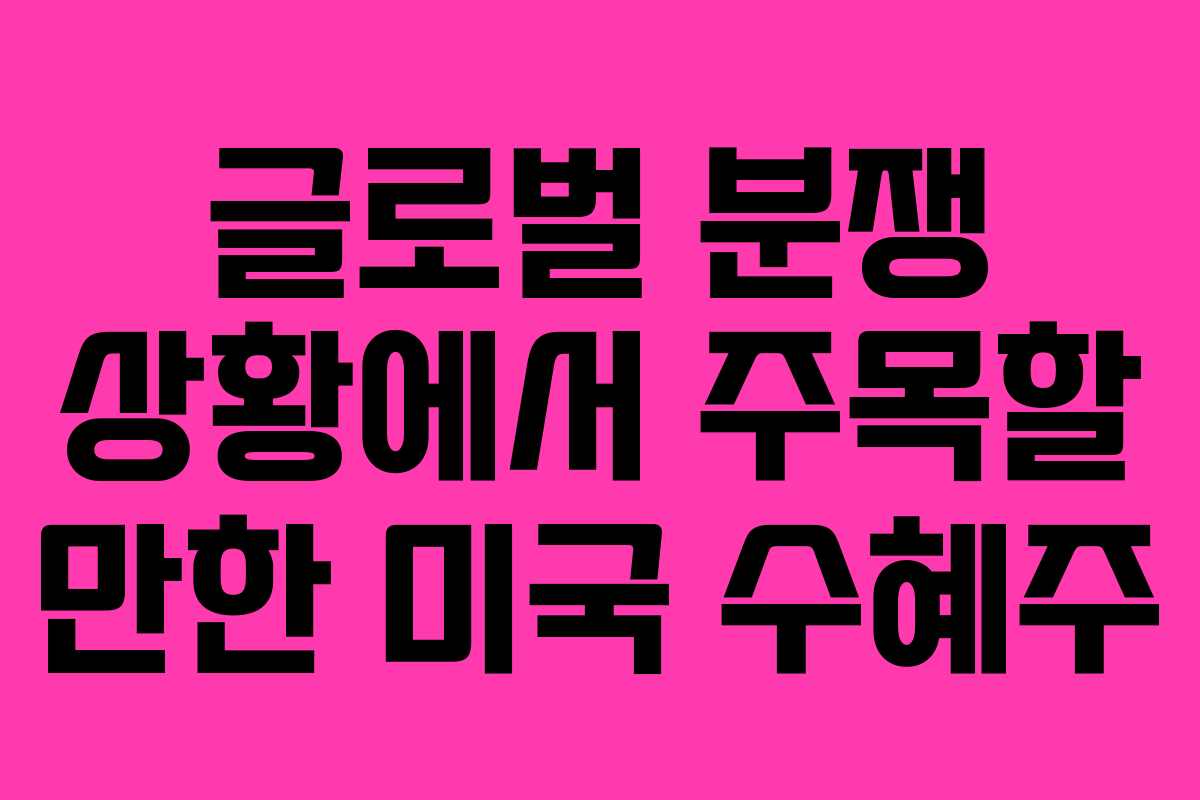 글로벌 분쟁 상황에서 주목할 만한 미국 수혜주