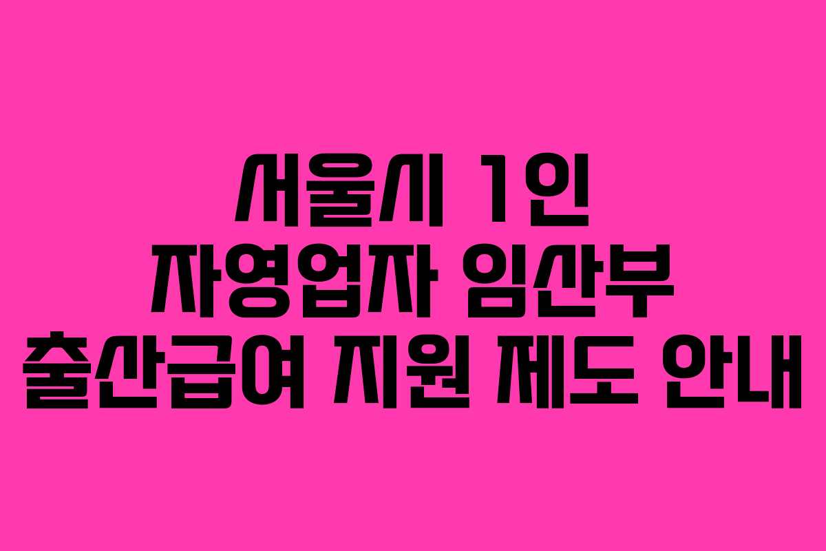 서울시 1인 자영업자 임산부 출산급여 지원 제도 안내