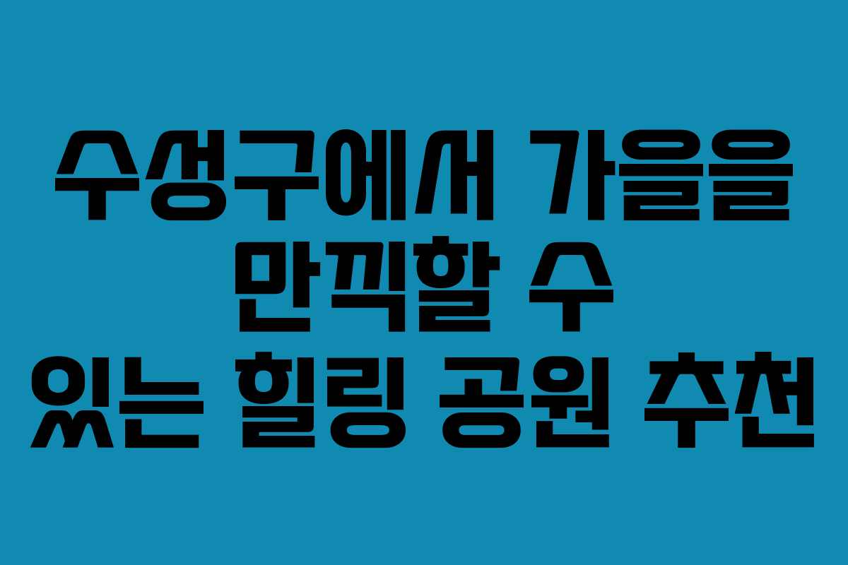 수성구에서 가을을 만끽할 수 있는 힐링 공원 추천
