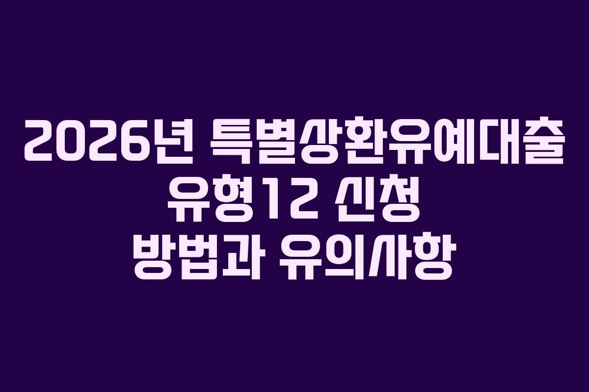 2026년 특별상환유예대출 유형12 신청 방법과 유의사항