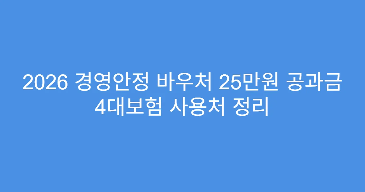 2026 경영안정 바우처 25만원 공과금 4대보험 사용처 정리