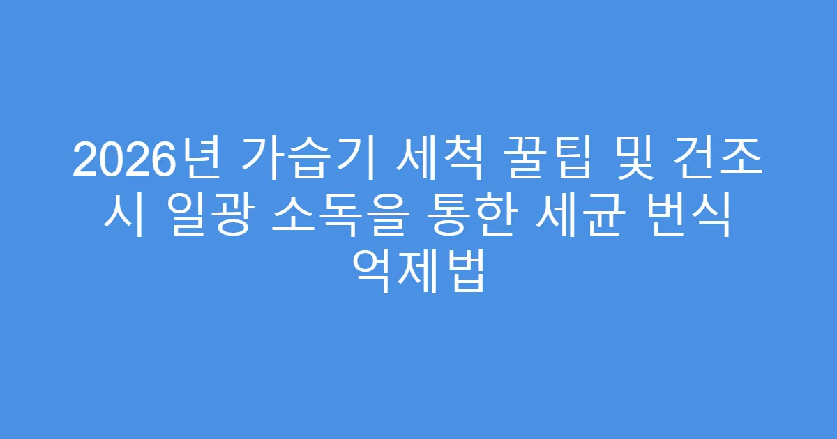 2026년 가습기 세척 꿀팁 및 건조 시 일광 소독을 통한 세균 번식 억제법