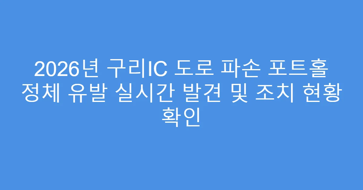 2026년 구리IC 도로 파손 포트홀 정체 유발 실시간 발견 및 조치 현황 확인