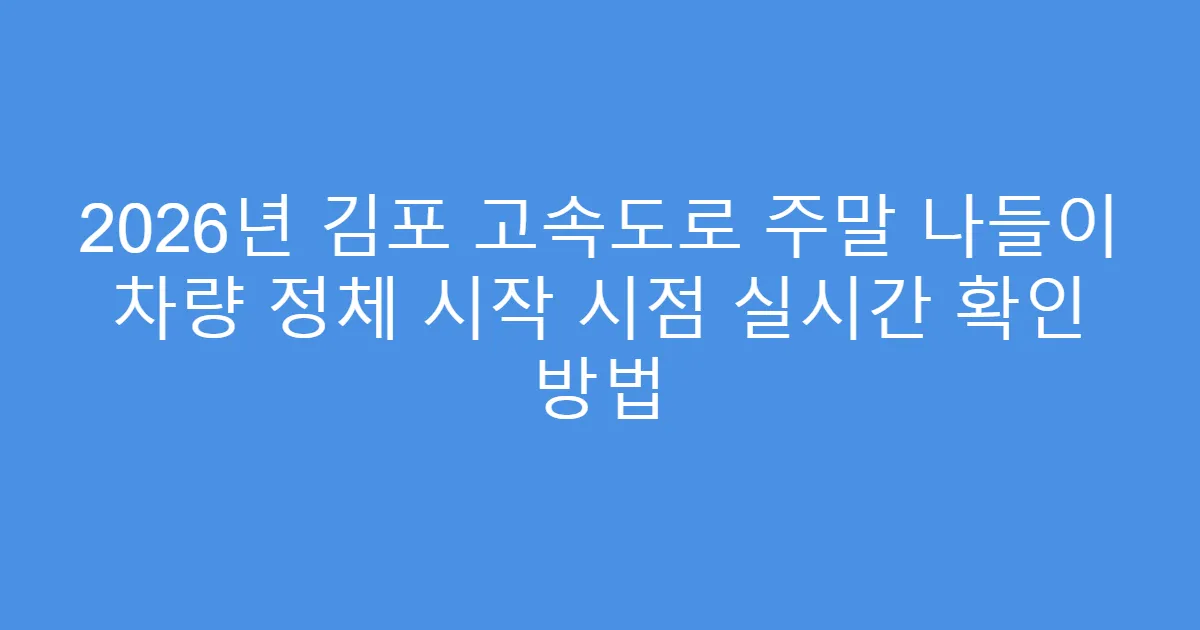 2026년 김포 고속도로 주말 나들이 차량 정체 시작 시점 실시간 확인 방법