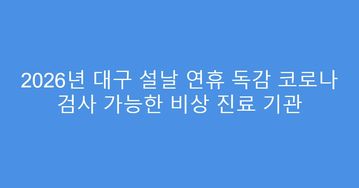 2026년 대구 설날 연휴 독감 코로나 검사 가능한 비상 진료 기관