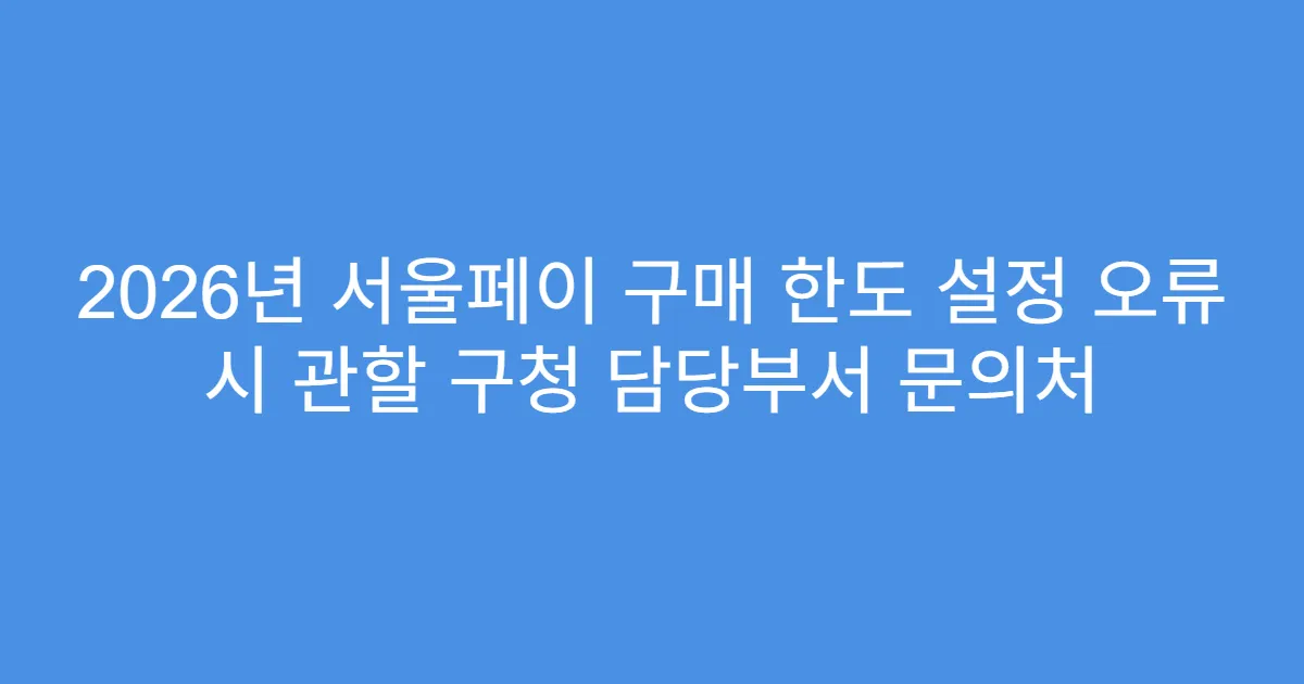 2026년 서울페이 구매 한도 설정 오류 시 관할 구청 담당부서 문의처
