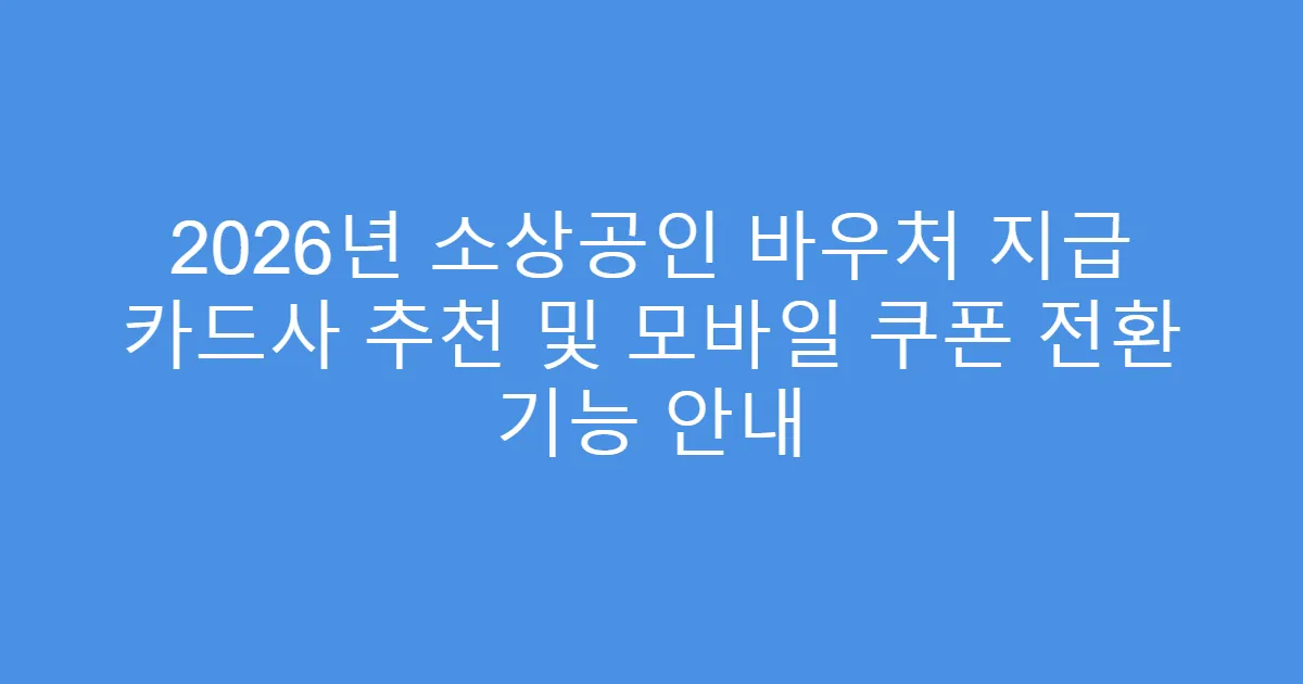 2026년 소상공인 바우처 지급 카드사 추천 및 모바일 쿠폰 전환 기능 안내