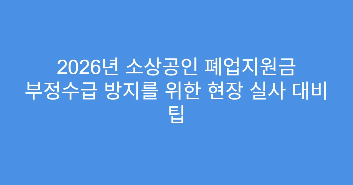 2026년 소상공인 폐업지원금 부정수급 방지를 위한 현장 실사 대비 팁