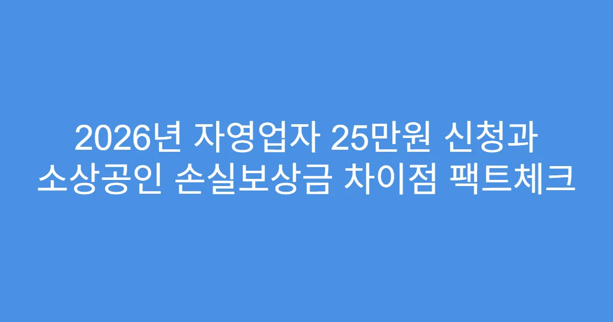 2026년 자영업자 25만원 신청과 소상공인 손실보상금 차이점 팩트체크