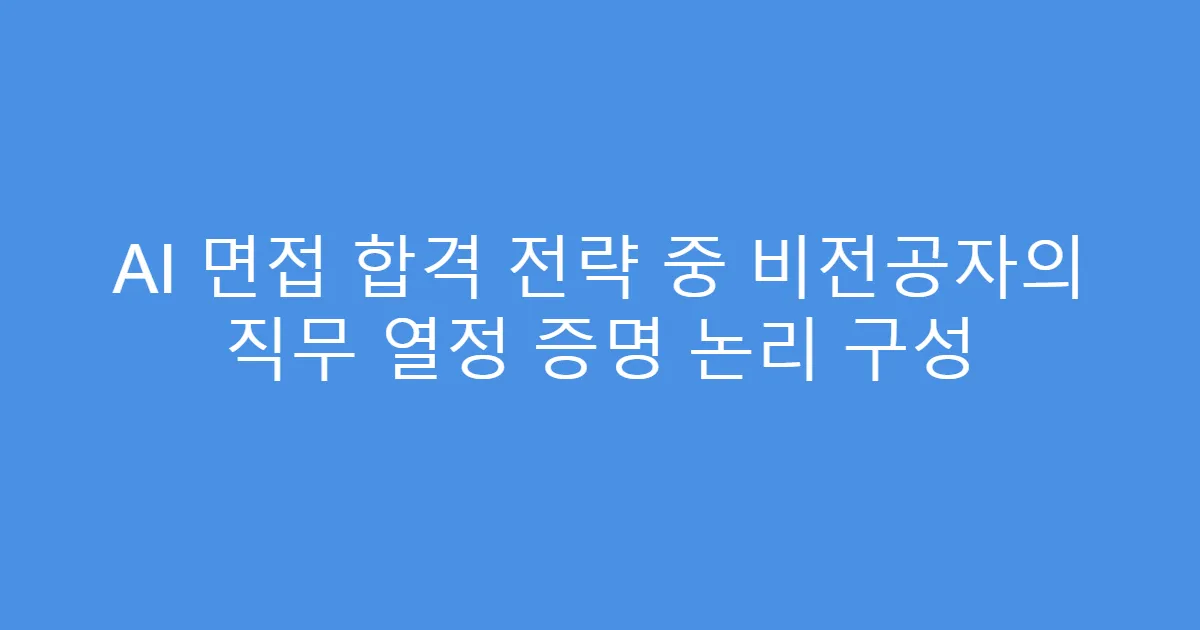 AI 면접 합격 전략 중 비전공자의 직무 열정 증명 논리 구성