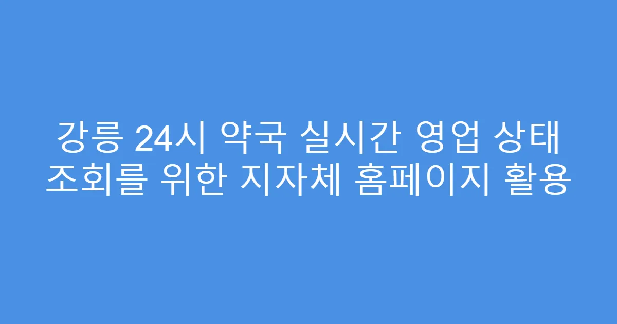 강릉 24시 약국 실시간 영업 상태 조회를 위한 지자체 홈페이지 활용