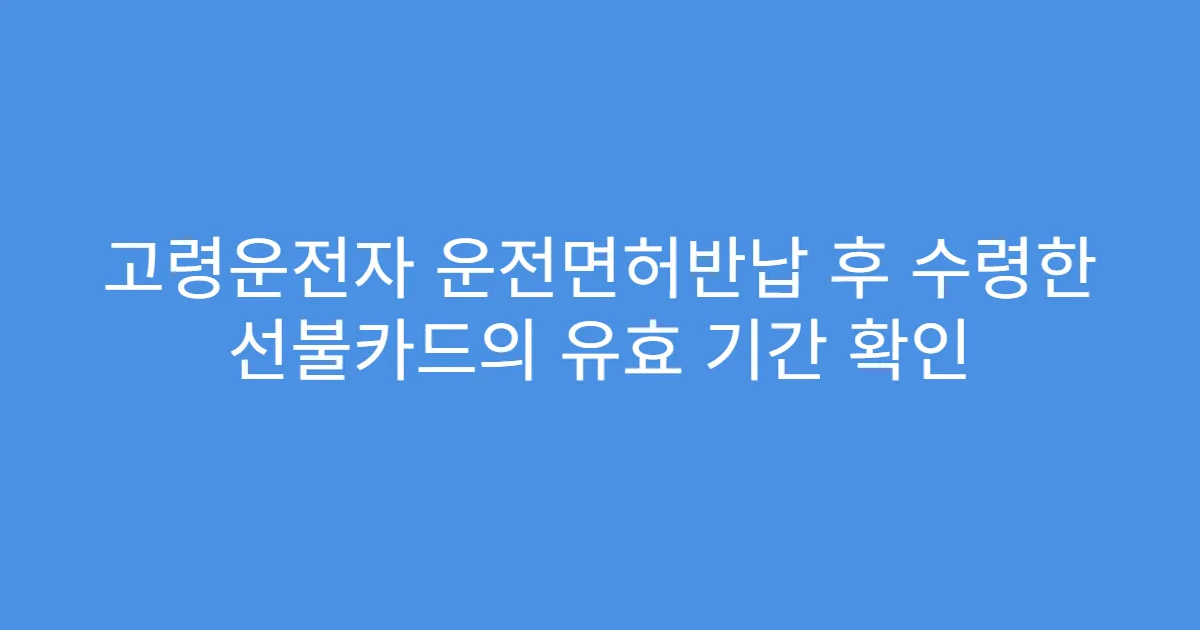 고령운전자 운전면허반납 후 수령한 선불카드의 유효 기간 확인