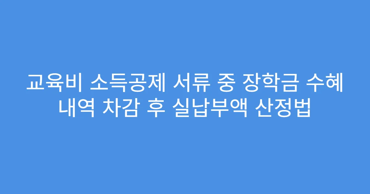 교육비 소득공제 서류 중 장학금 수혜 내역 차감 후 실납부액 산정법