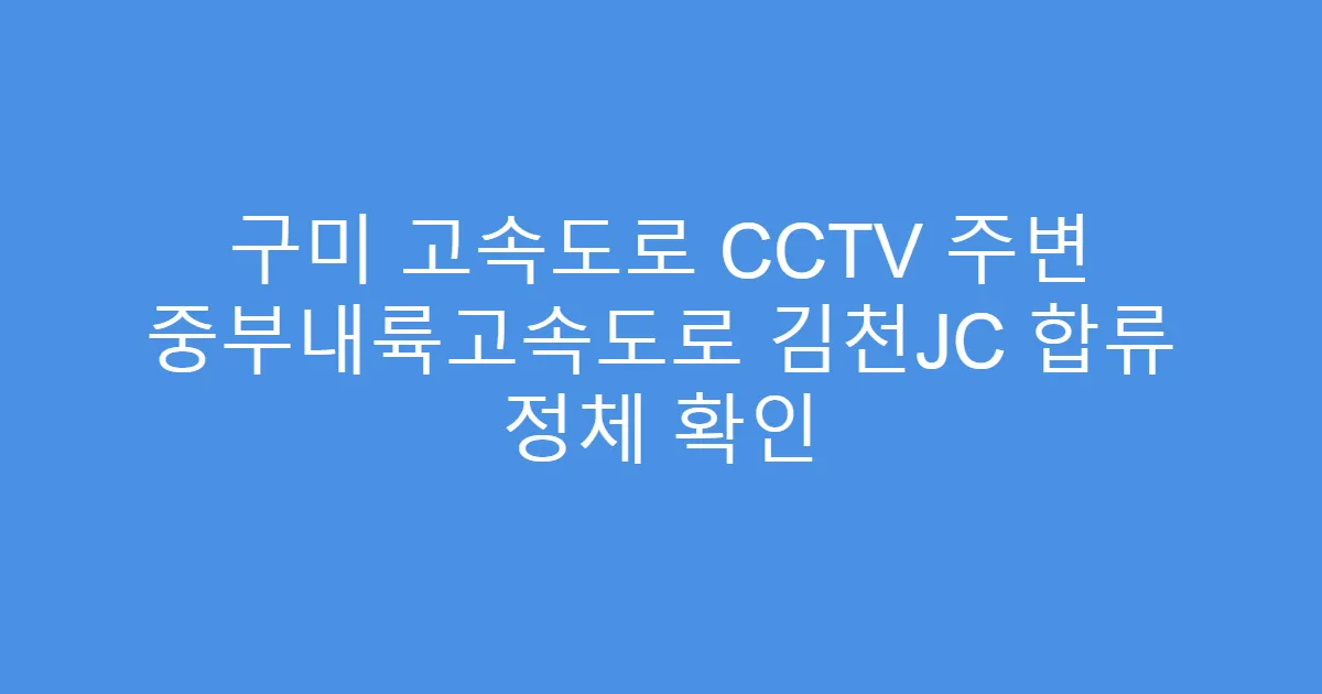 구미 고속도로 CCTV 주변 중부내륙고속도로 김천JC 합류 정체 확인