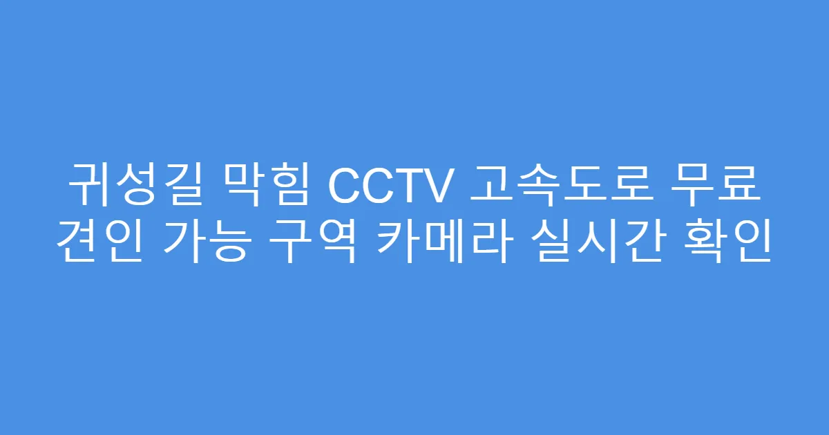 귀성길 막힘 CCTV 고속도로 무료 견인 가능 구역 카메라 실시간 확인