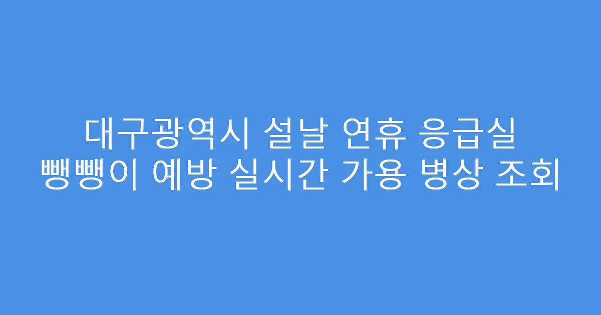 대구광역시 설날 연휴 응급실 뺑뺑이 예방 실시간 가용 병상 조회