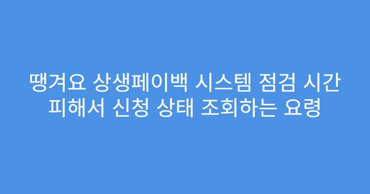 땡겨요 상생페이백 시스템 점검 시간 피해서 신청 상태 조회하는 요령