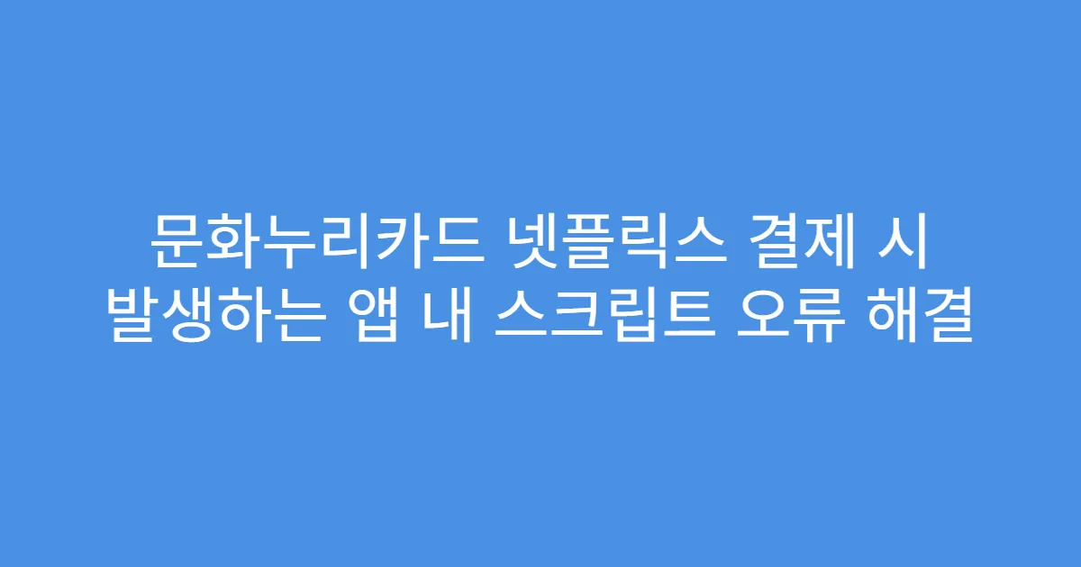 문화누리카드 넷플릭스 결제 시 발생하는 앱 내 스크립트 오류 해결