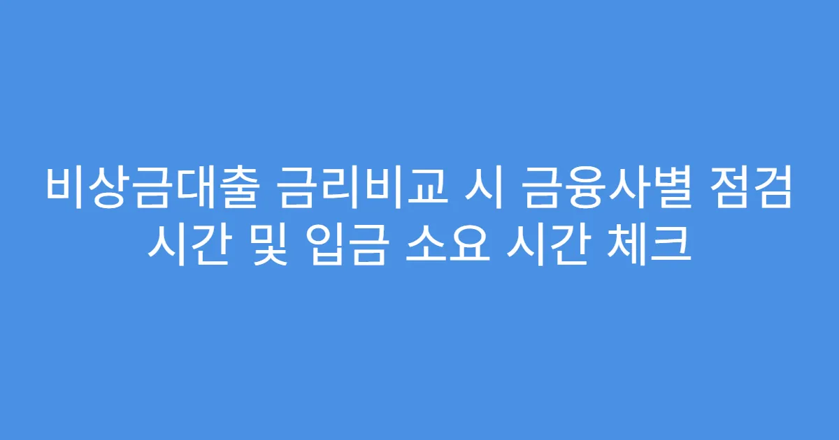 비상금대출 금리비교 시 금융사별 점검 시간 및 입금 소요 시간 체크