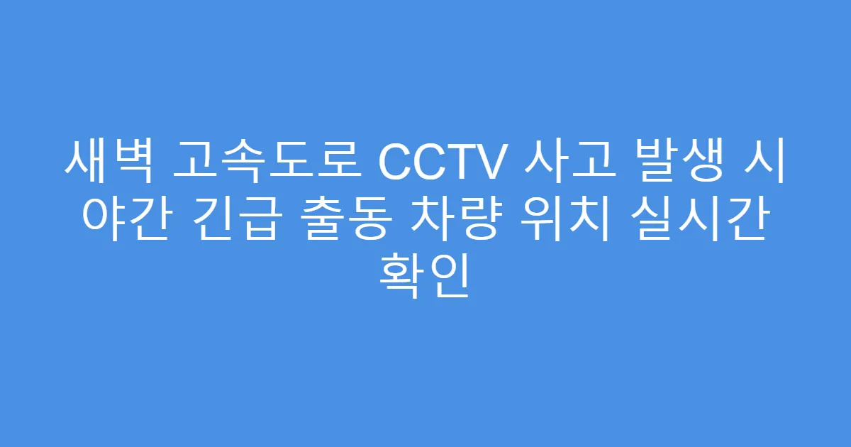새벽 고속도로 CCTV 사고 발생 시 야간 긴급 출동 차량 위치 실시간 확인