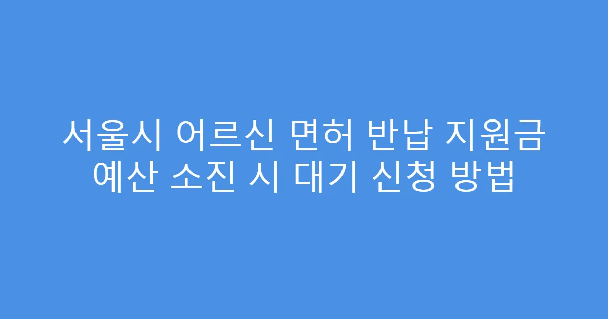 서울시 어르신 면허 반납 지원금 예산 소진 시 대기 신청 방법