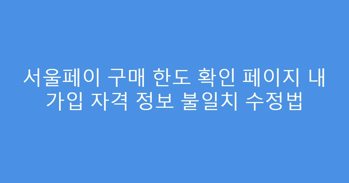 서울페이 구매 한도 확인 페이지 내 가입 자격 정보 불일치 수정법