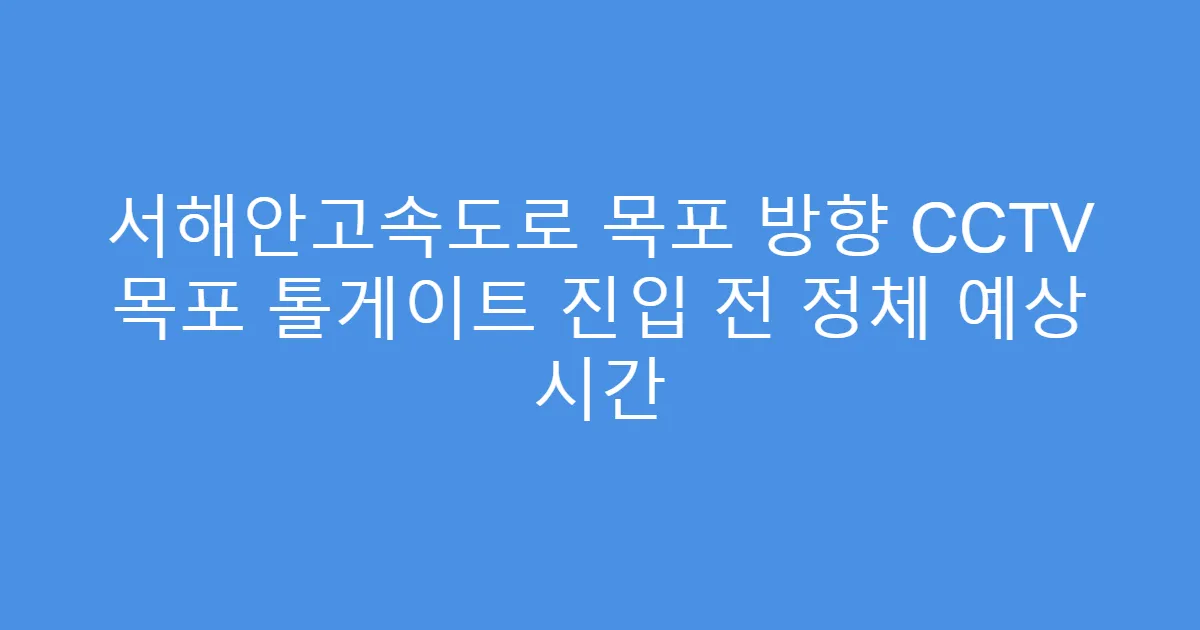 서해안고속도로 목포 방향 CCTV 목포 톨게이트 진입 전 정체 예상 시간