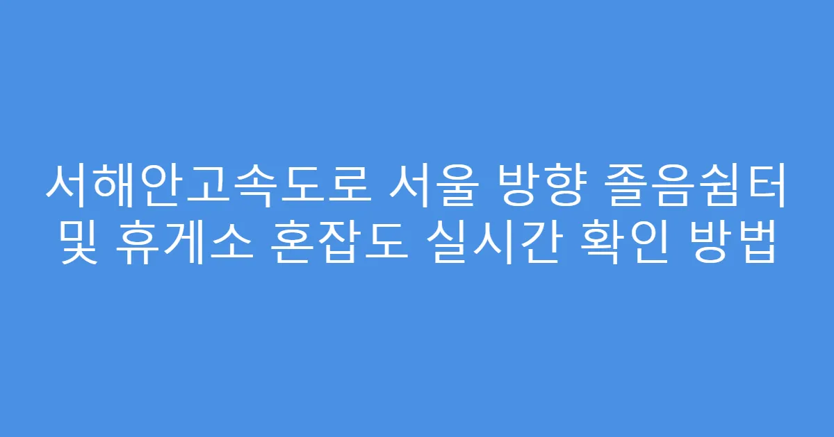서해안고속도로 서울 방향 졸음쉼터 및 휴게소 혼잡도 실시간 확인 방법