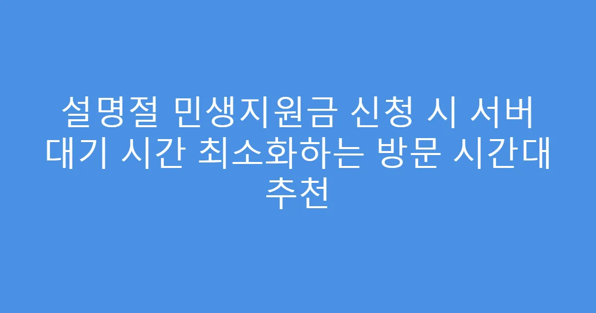 설명절 민생지원금 신청 시 서버 대기 시간 최소화하는 방문 시간대 추천