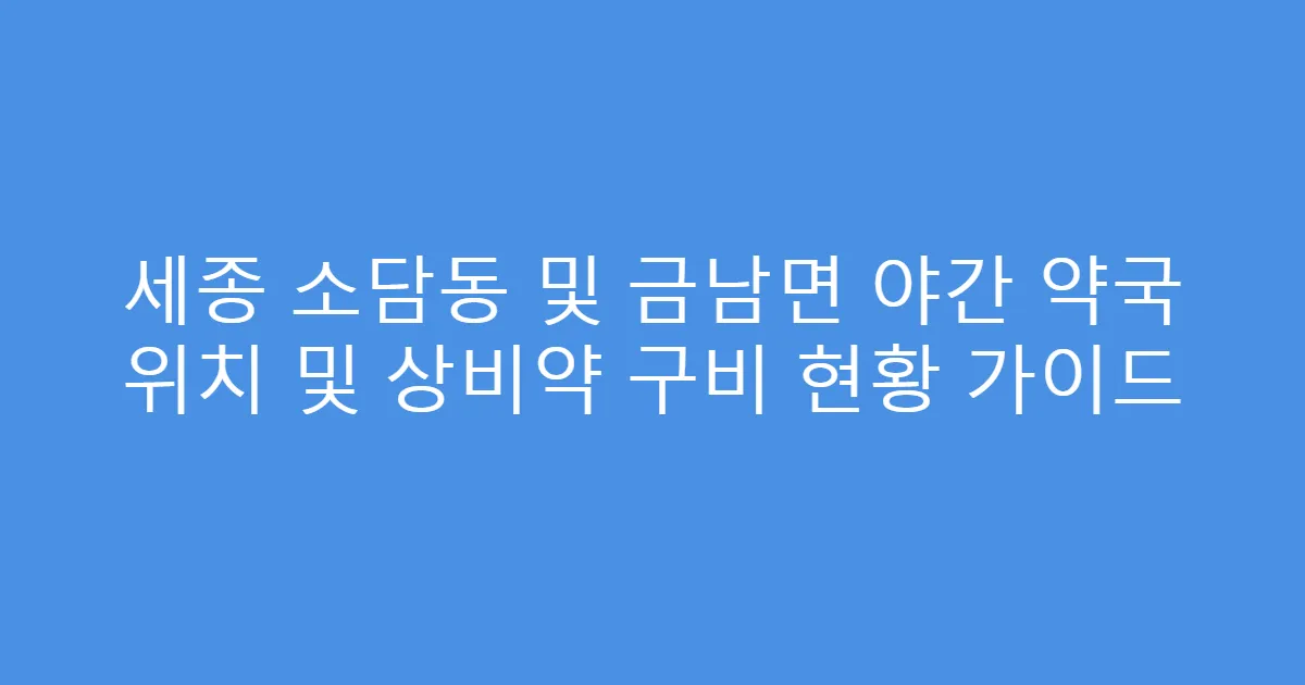 세종 소담동 및 금남면 야간 약국 위치 및 상비약 구비 현황 가이드