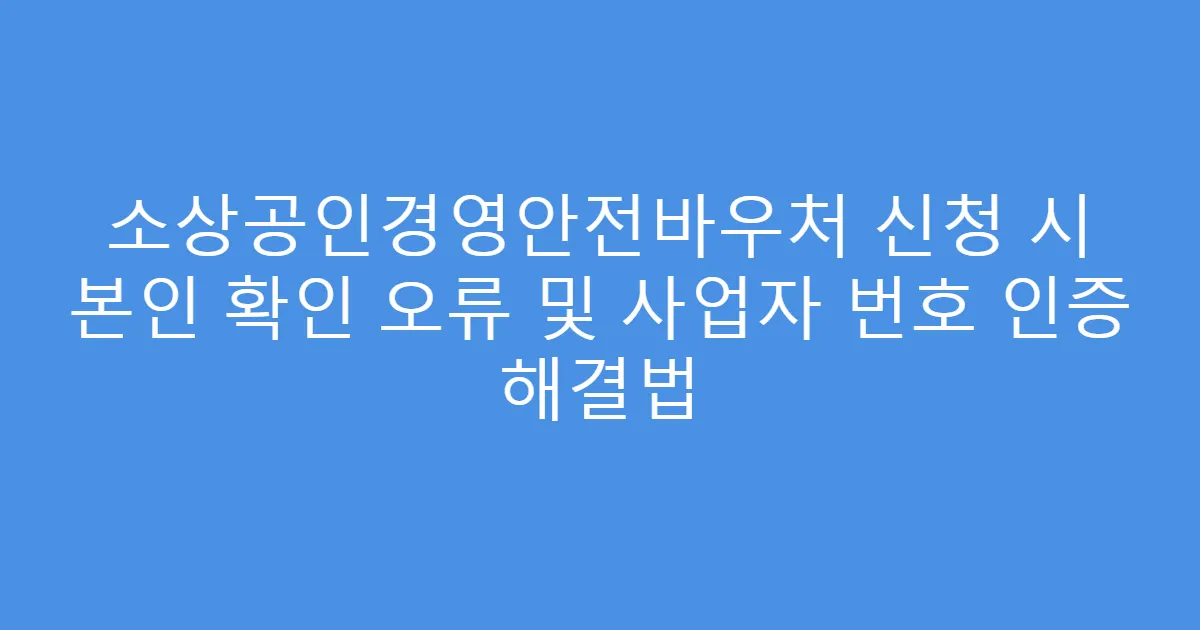 소상공인경영안전바우처 신청 시 본인 확인 오류 및 사업자 번호 인증 해결법