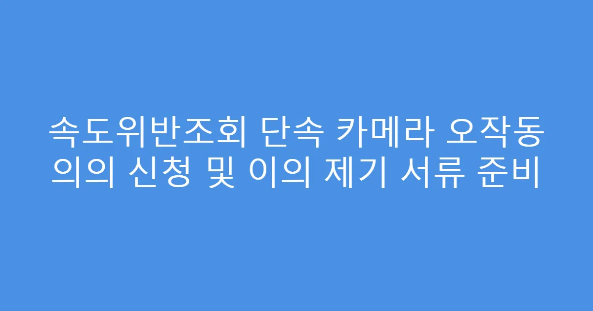 속도위반조회 단속 카메라 오작동 의의 신청 및 이의 제기 서류 준비