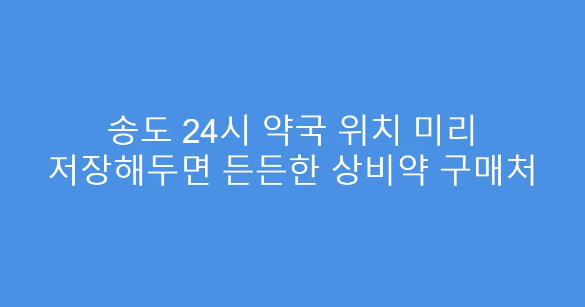 송도 24시 약국 위치 미리 저장해두면 든든한 상비약 구매처